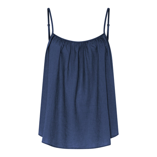 Vancouver Linen Top, Deep Cobolt, Frau