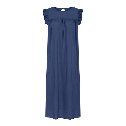 Stockholm Linen Long Dress, Deep Cobolt, Frau