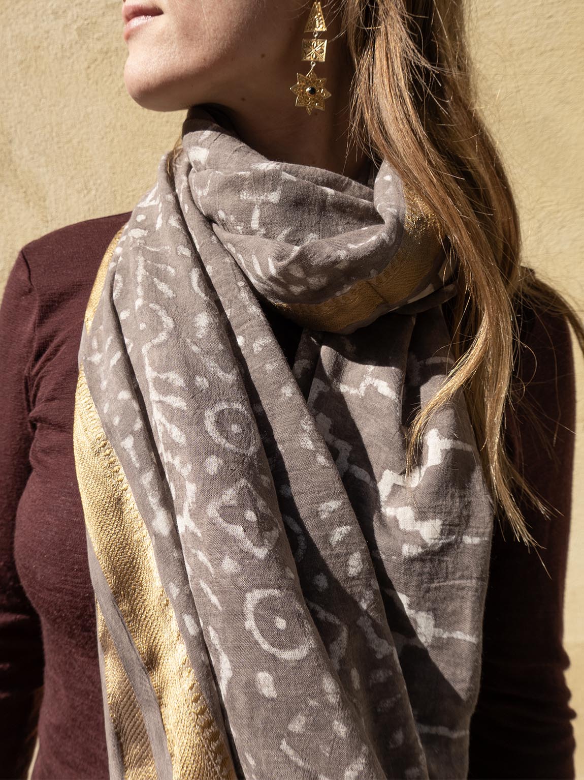 Bagru Scarf, Brown Grey, Craft Sisters