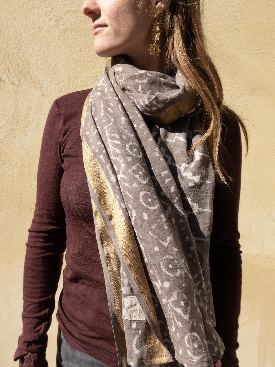 Bagru Scarf, Brown Grey, Craft Sisters