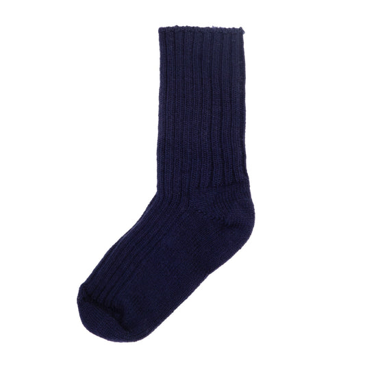 Uldstrømper i rib, Navy, Joha
