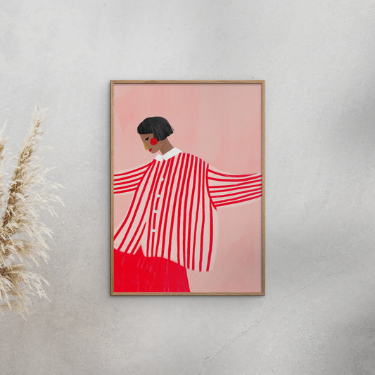 Plakat: The woman with the red stripes