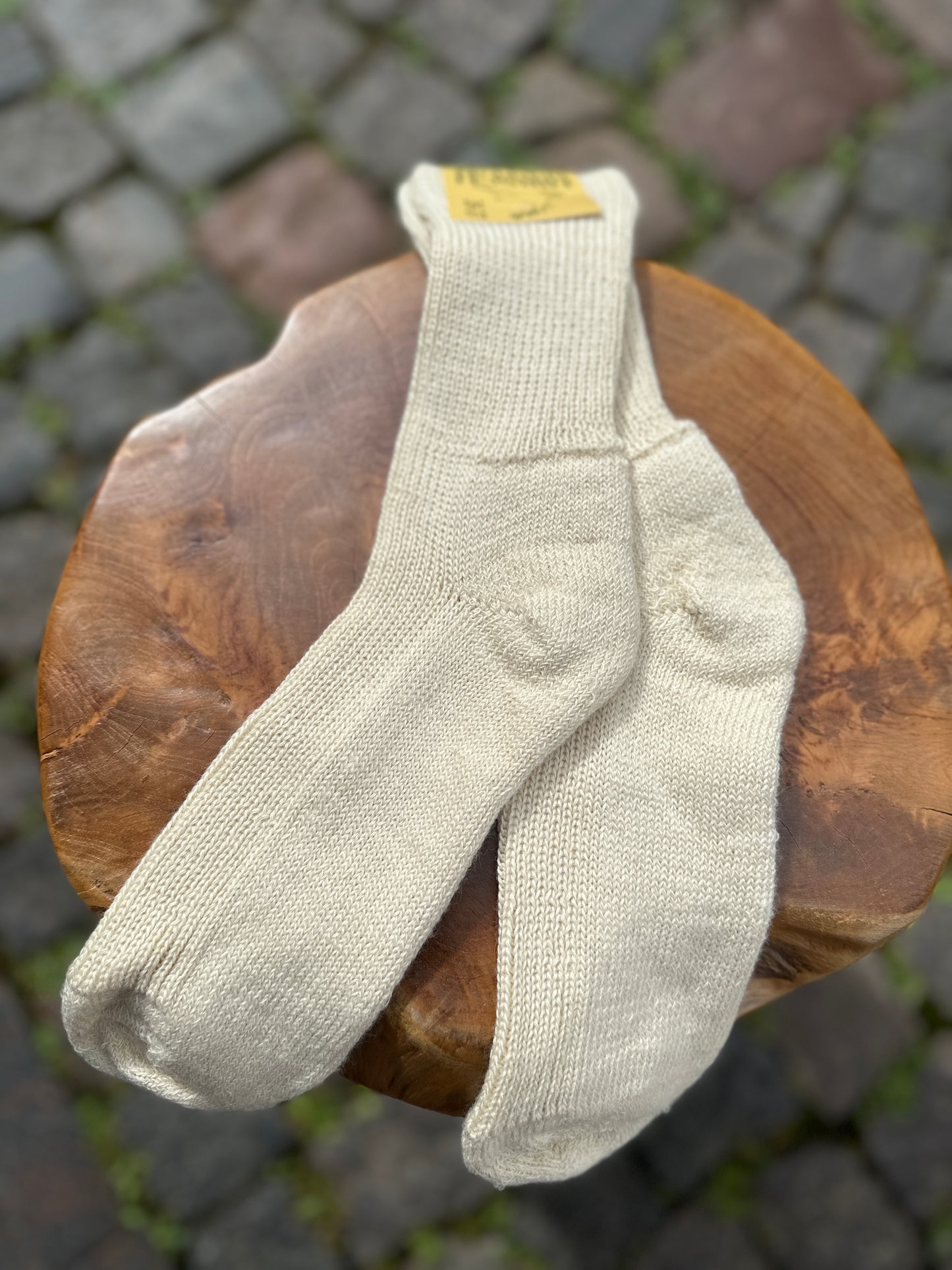 Strømpe uld/silke (off white)