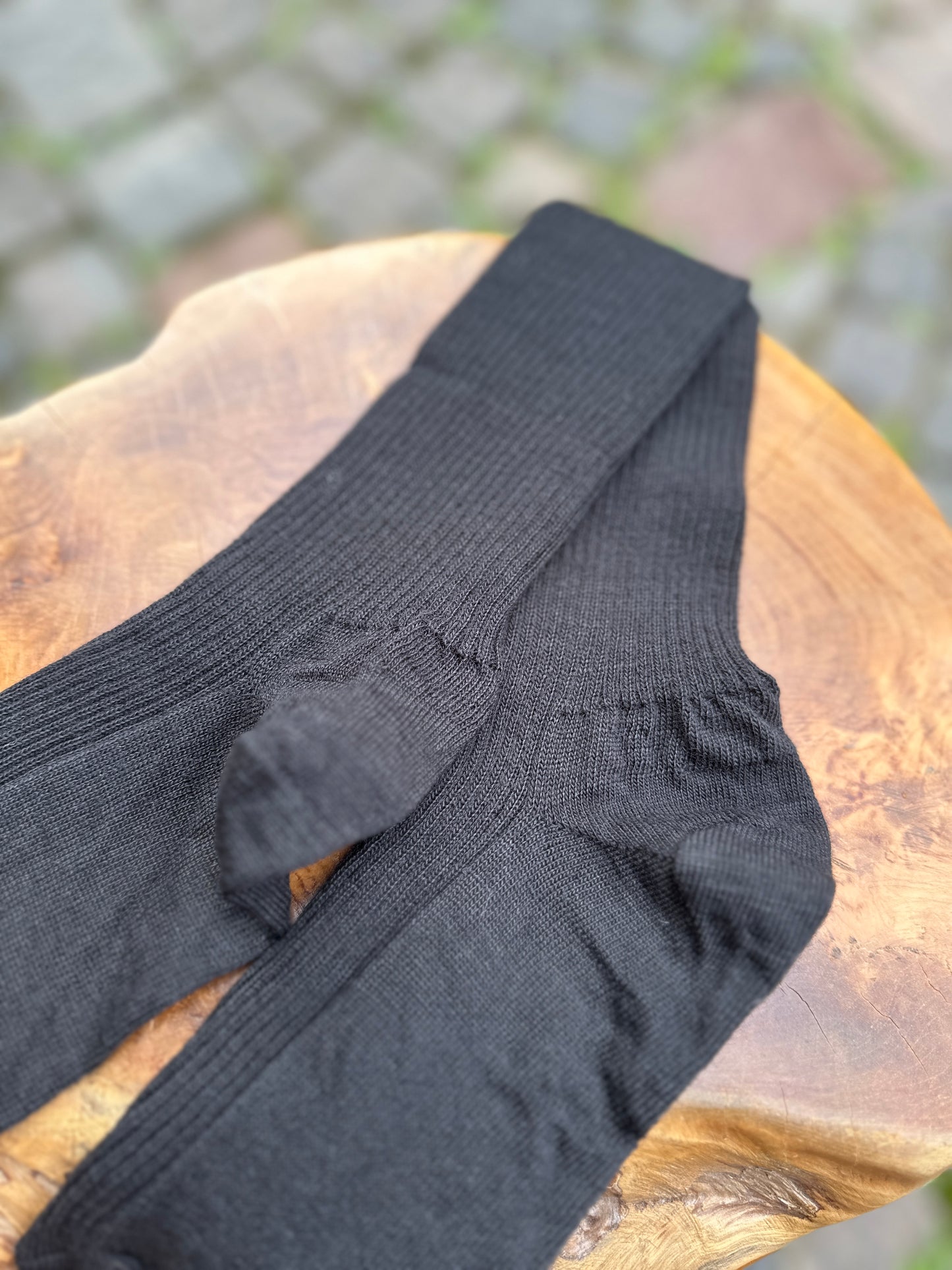 Knæstrømpe uld/bomuld (black)