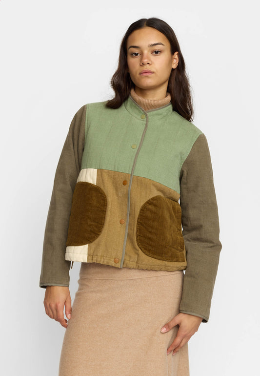 Quiltet Patchwork Jacket, Army, Selfhood