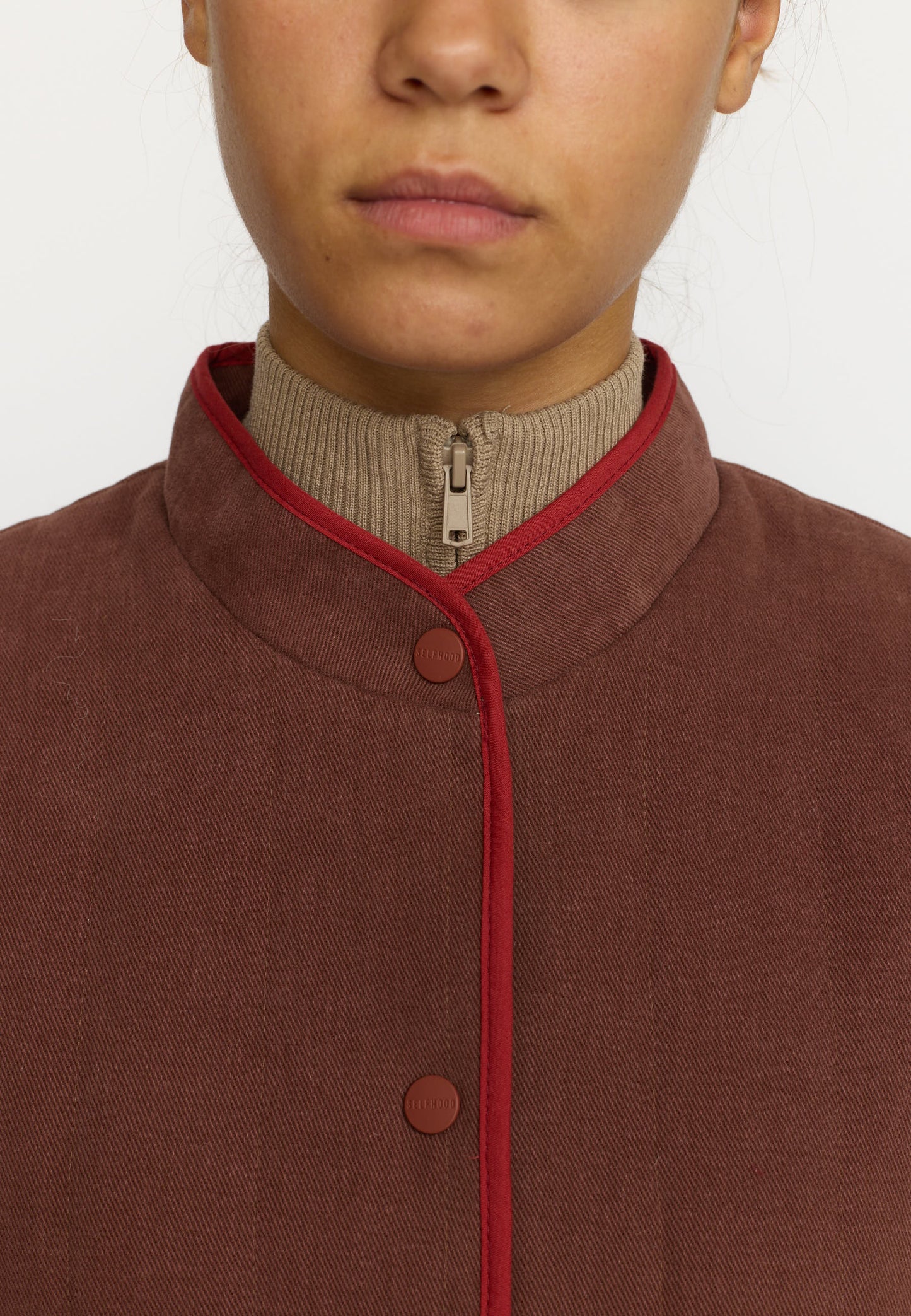 Quiltet Patchwork Jacket, Brown, Selfhood