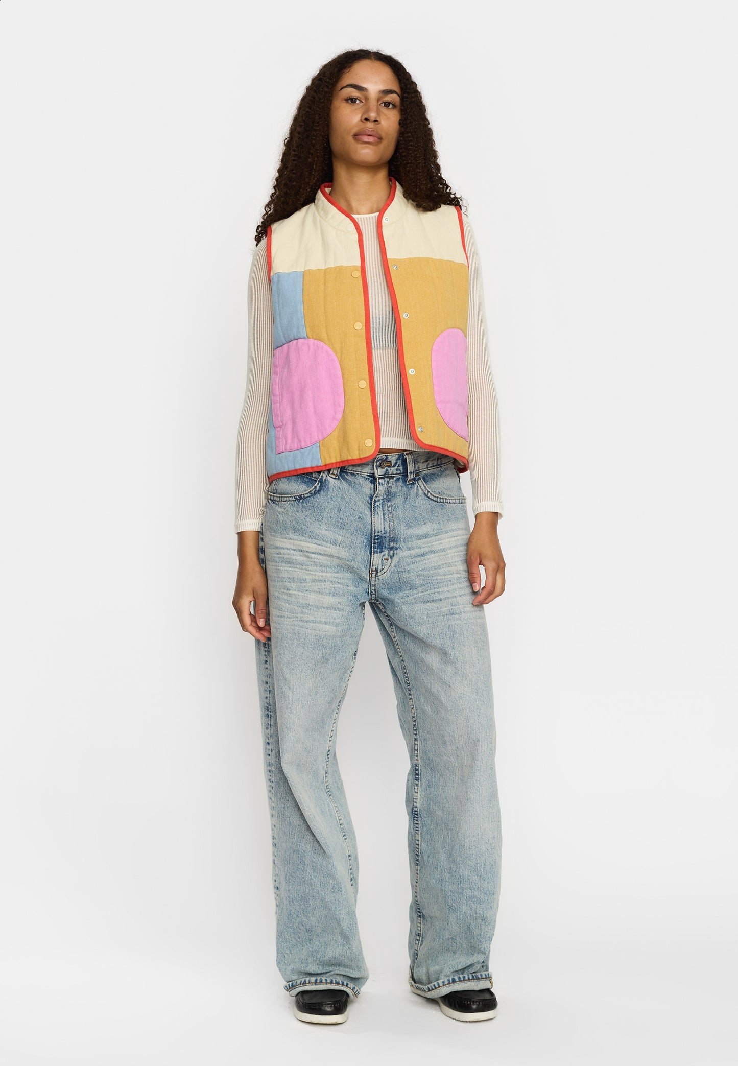 Quiltet Patchwork Vest, Off White, Selfhood