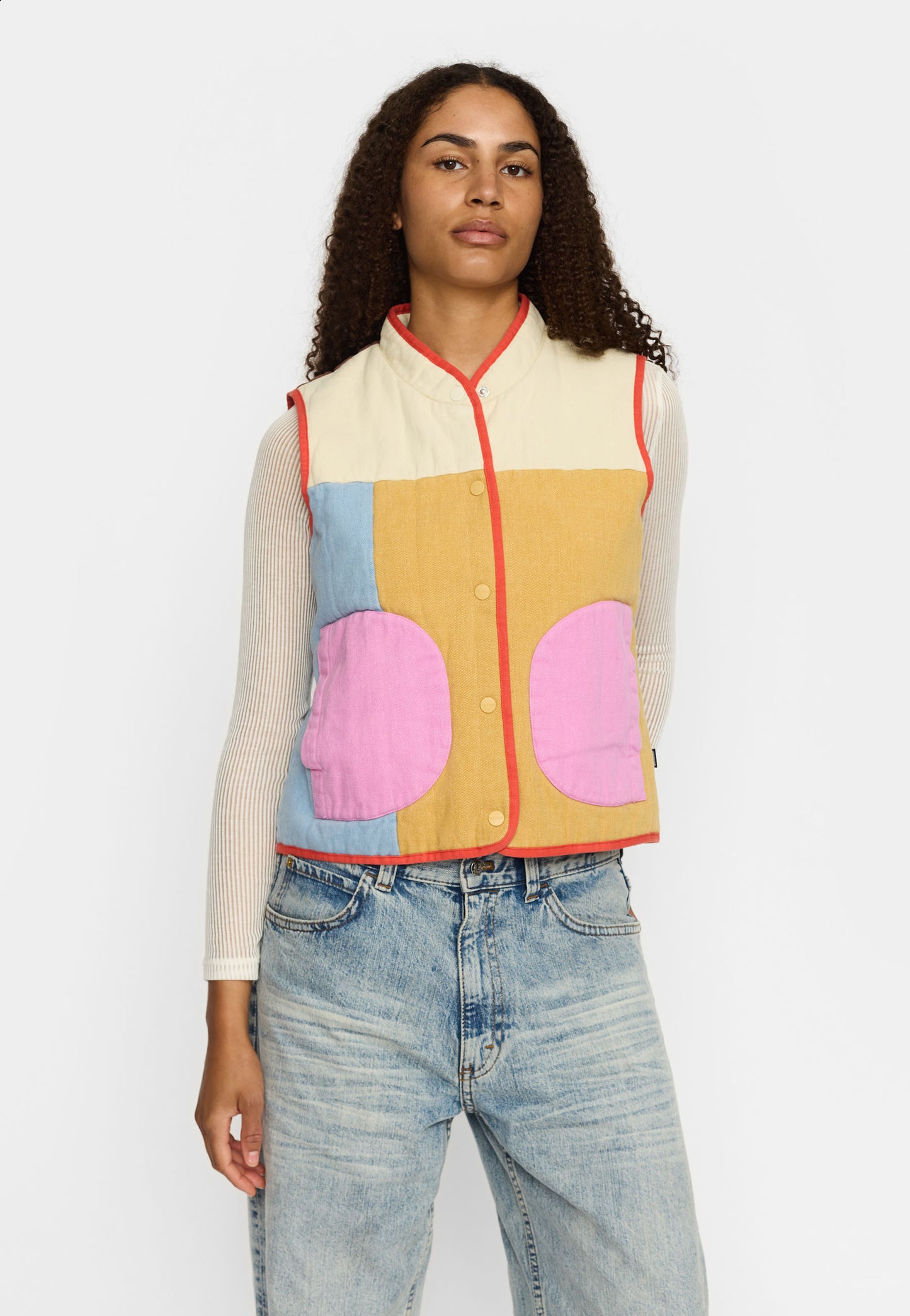 Quiltet Patchwork Vest, Off White, Selfhood