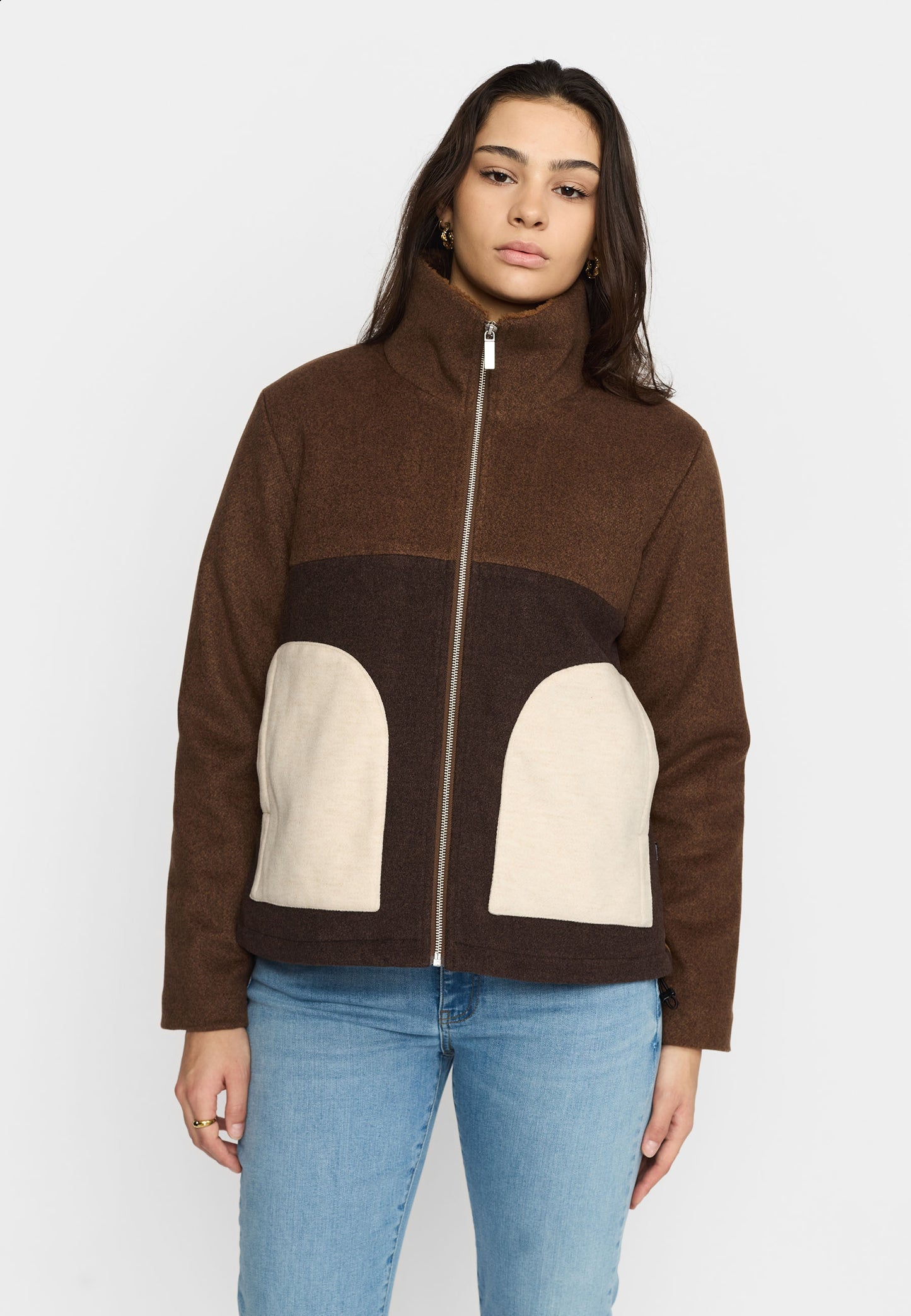 Quiltet Block Jacket, Brown, Selfhood