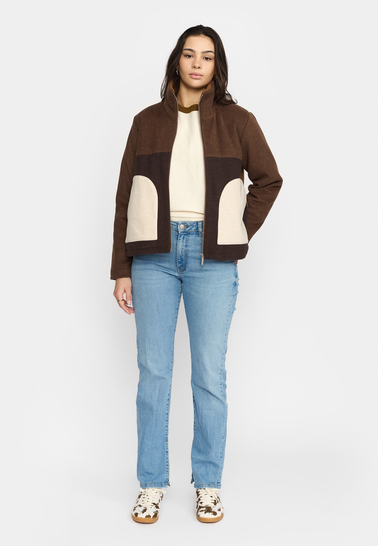 Quiltet Block Jacket, Brown, Selfhood