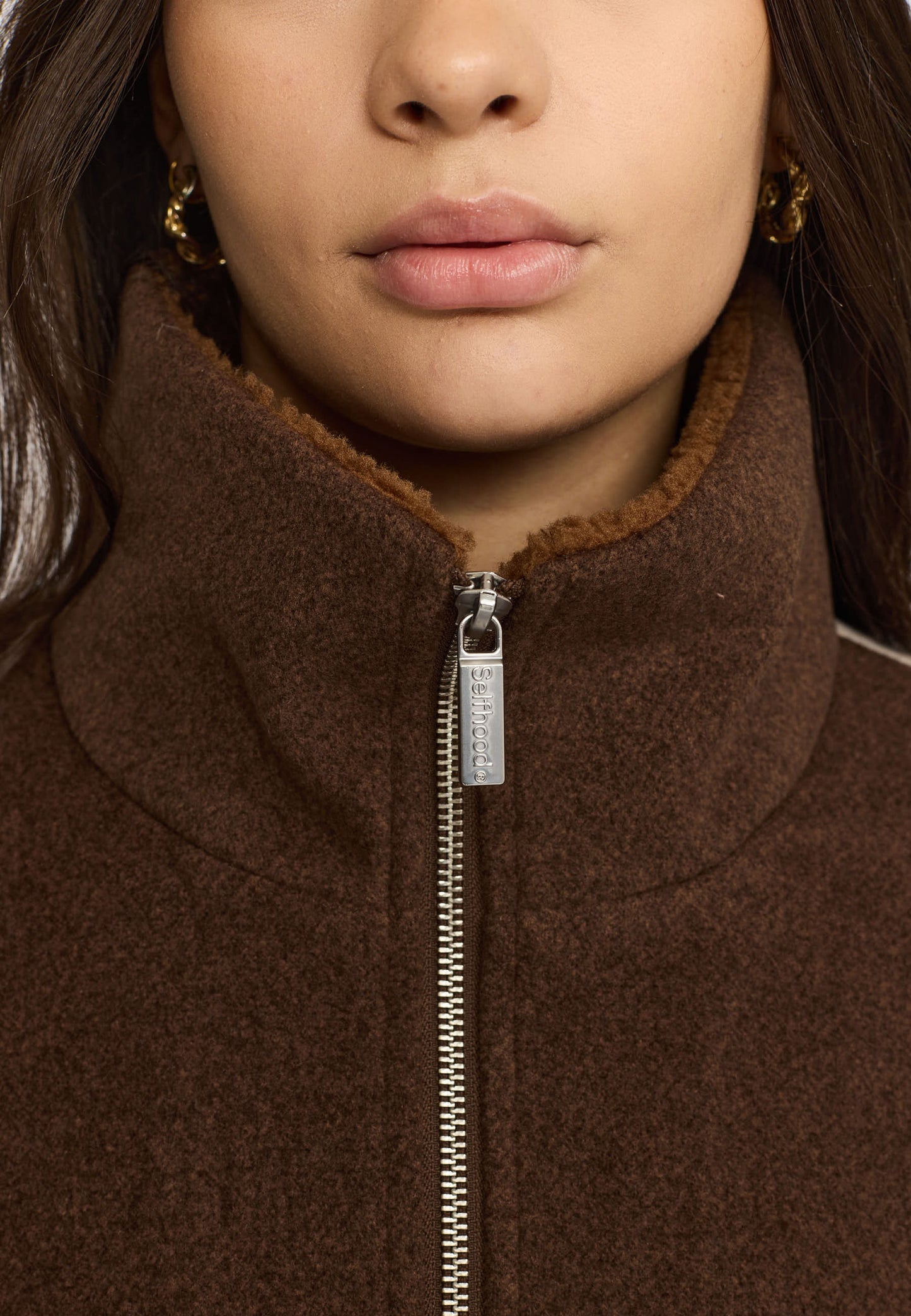Quiltet Block Jacket, Brown, Selfhood