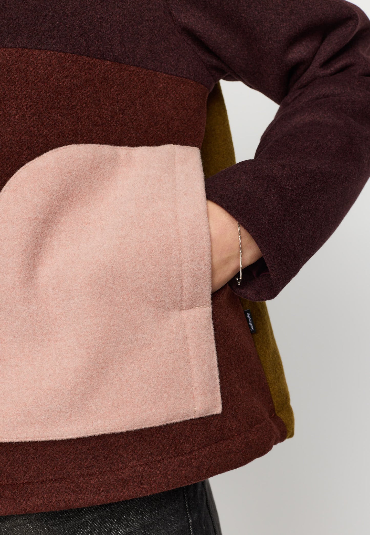 Quiltet Block Jacket, Burgundy, Selfhood