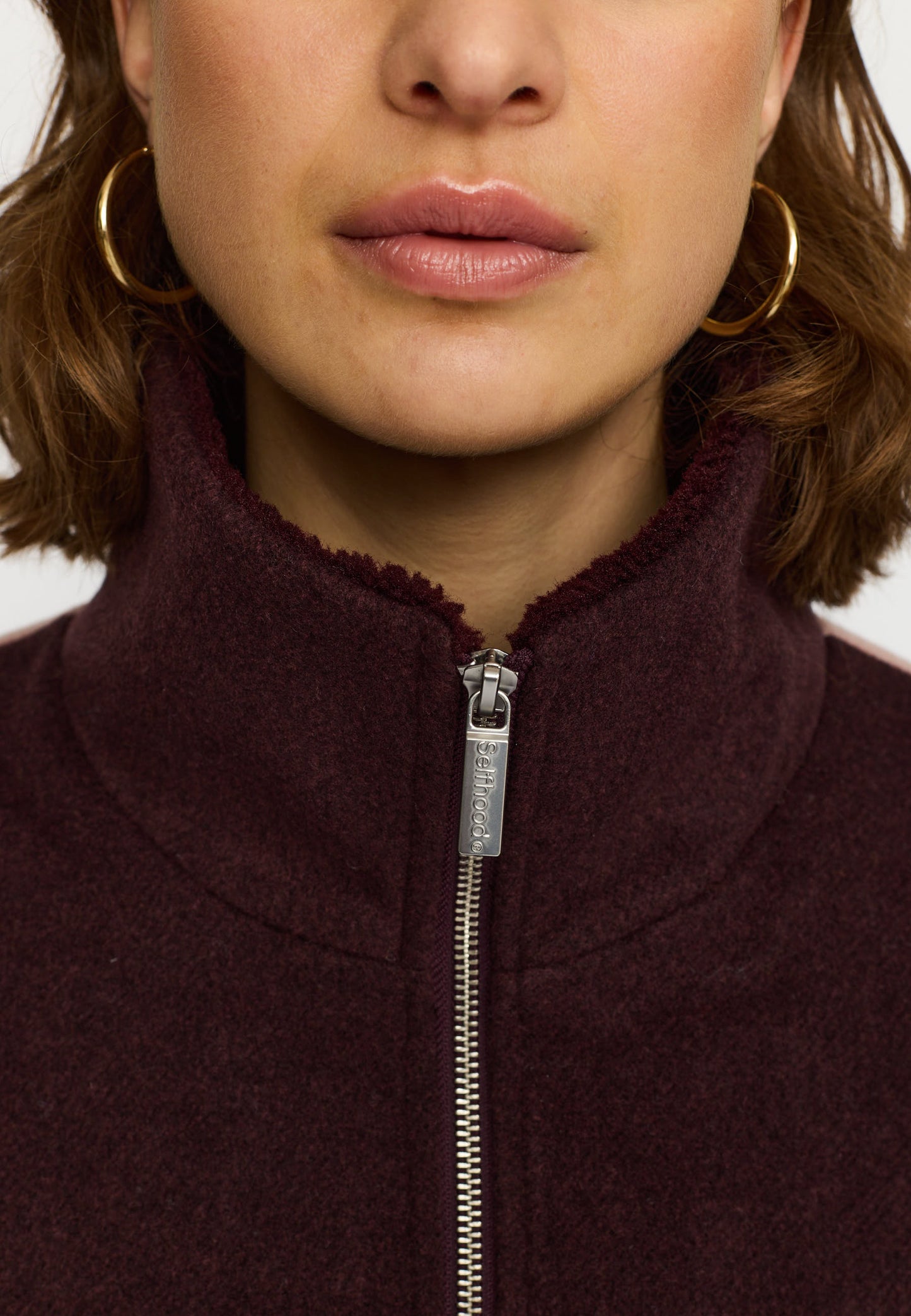 Quiltet Block Jacket, Burgundy, Selfhood