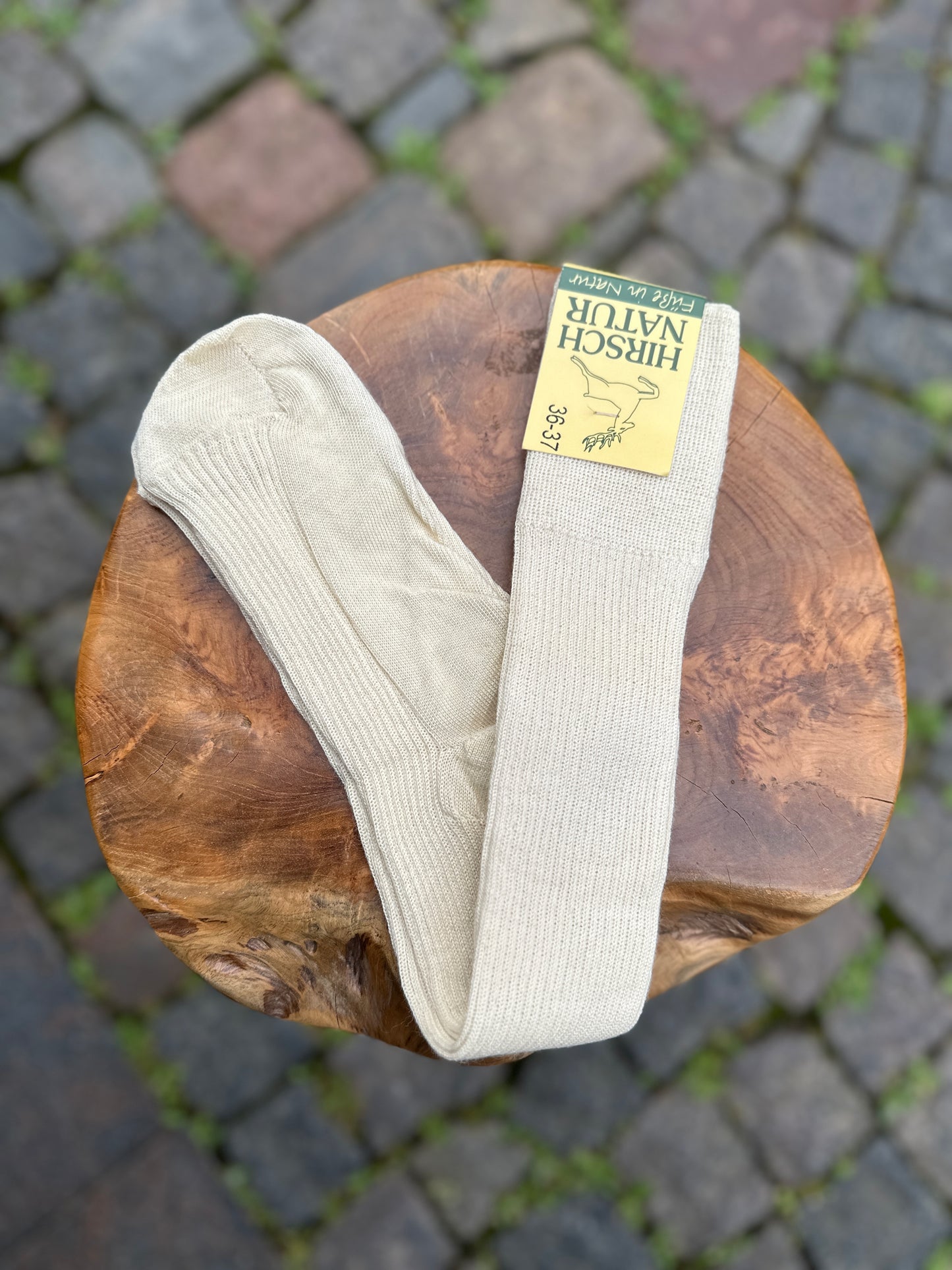 Knæstrømpe uld/bomuld (off white)