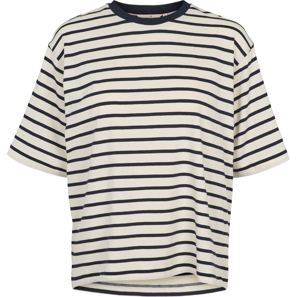 Raja Stripe Tee, Whisper White/Sky Captain, Basic Apparel