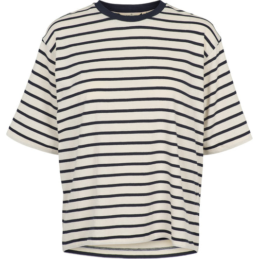 Raja Stripe Tee, Whisper White/Sky Captain, Basic Apparel