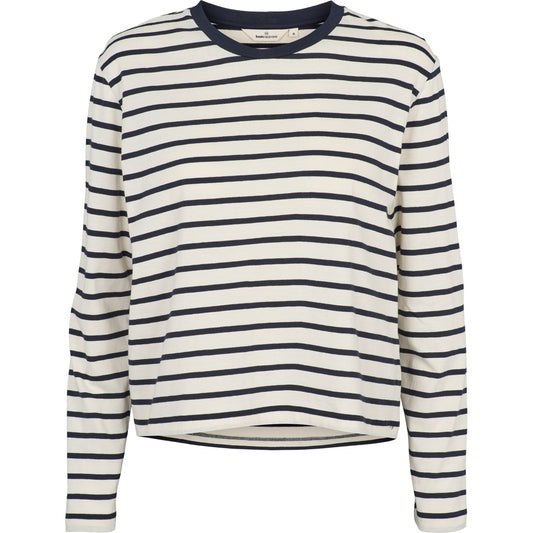 Raja LS Stripe Tee, Whisper White/Sky Captain, Basic Apparel