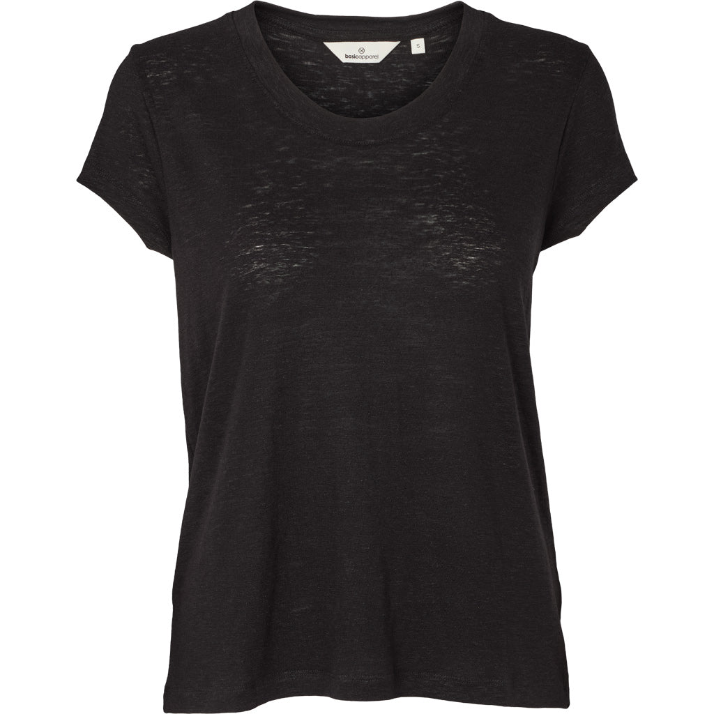 Ashly SS Linen Tee, Black, Basic Apparel