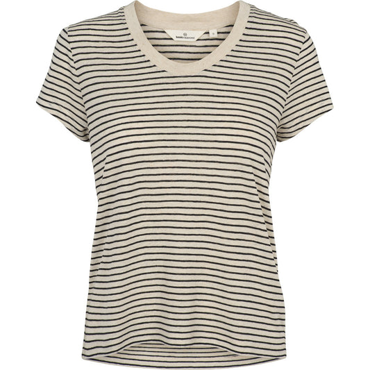 Ashly SS Linen Tee, Birch/Black, Basic Apparel