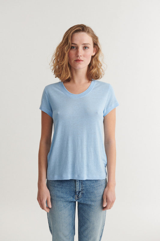 Ashly SS Linen Tee, Dutch Canal, Basic Apparel