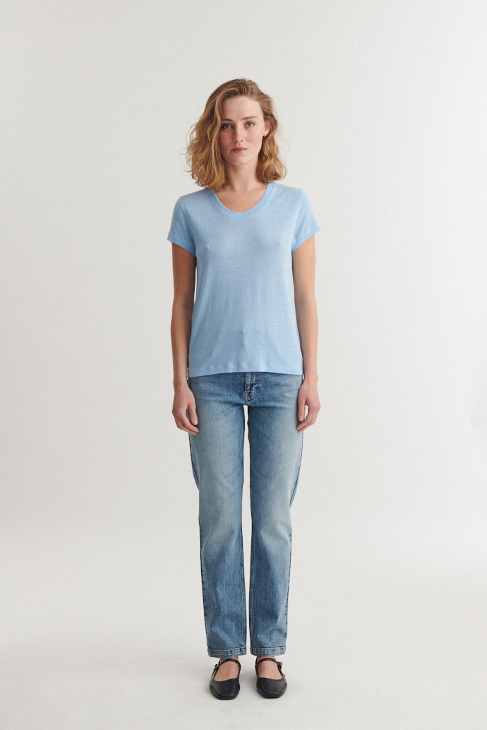 Ashly SS Linen Tee, Dutch Canal, Basic Apparel