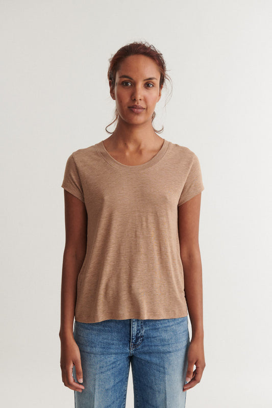 Ashly SS Linen Tee, Portobella, Basic Apparel