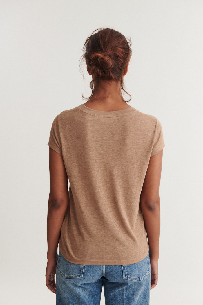 Ashly SS Linen Tee, Portobella, Basic Apparel