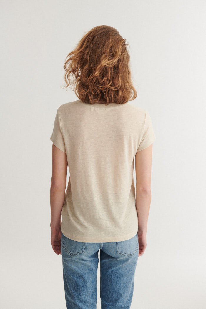 Ashly SS Linen Tee, Summer Sand, Basic Apparel