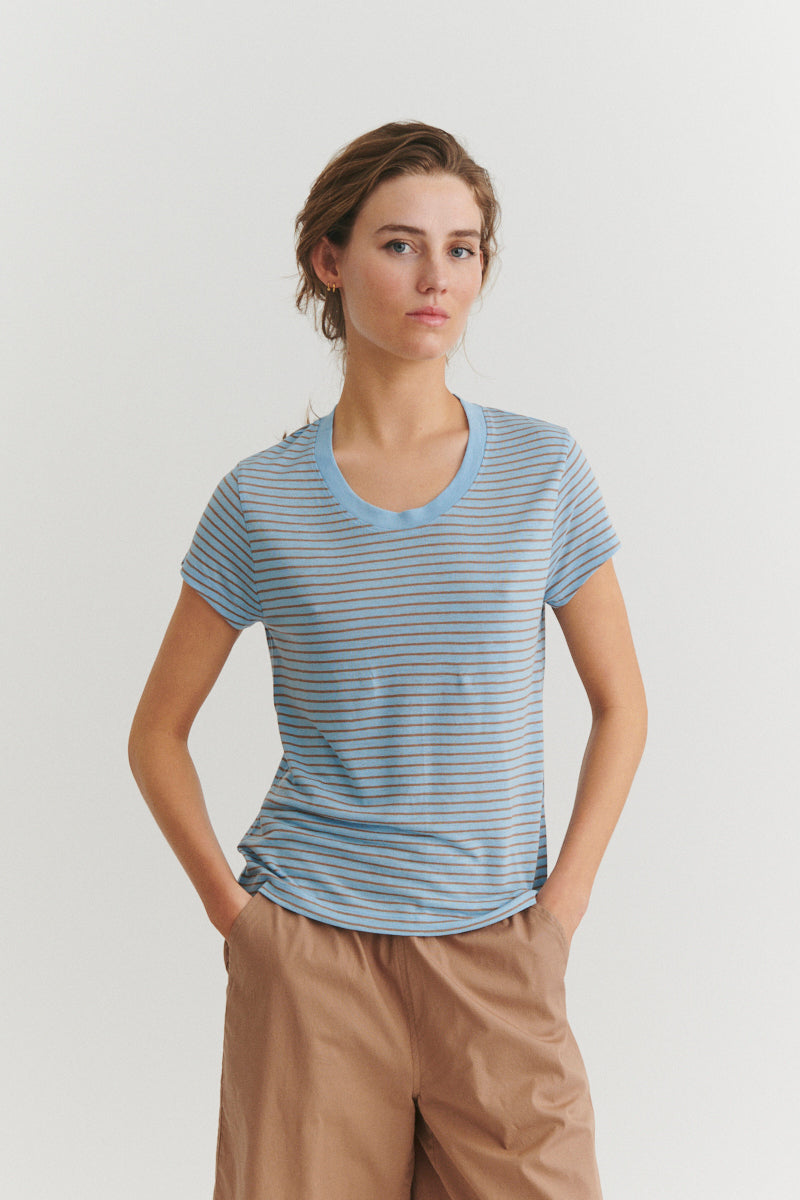 Ashly SS Linen Tee, Dutch Canal Portobella, Basic Apparel