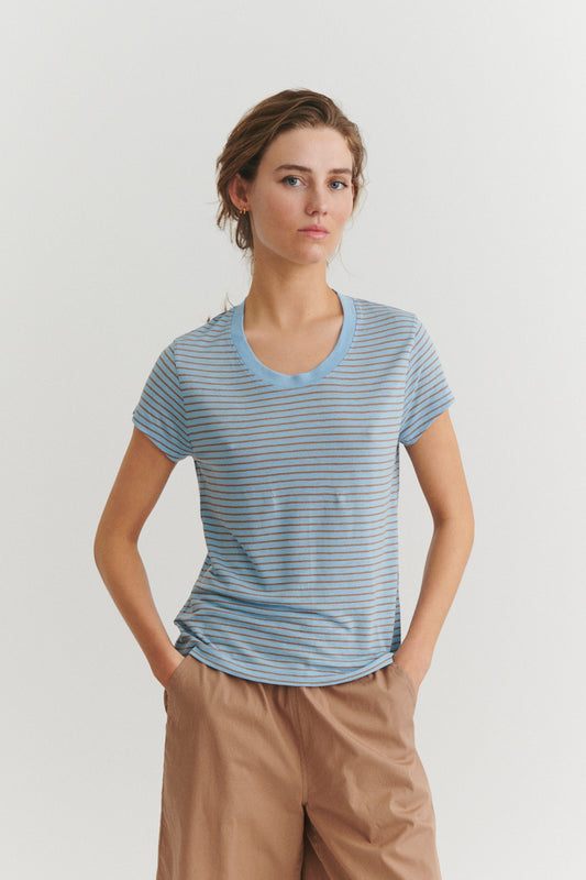 Ashly SS Linen Tee, Dutch Canal Portobella, Basic Apparel