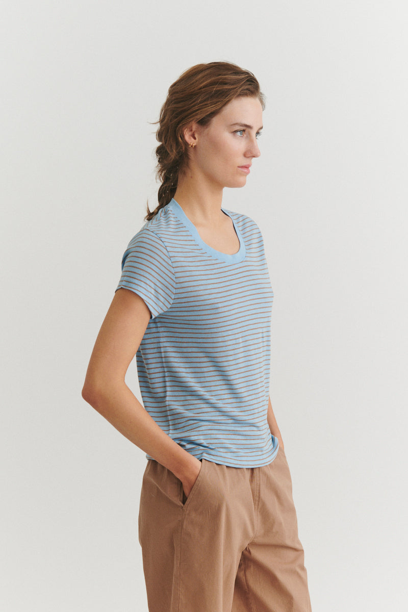 Ashly SS Linen Tee, Dutch Canal Portobella, Basic Apparel