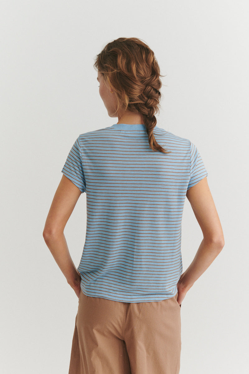 Ashly SS Linen Tee, Dutch Canal Portobella, Basic Apparel