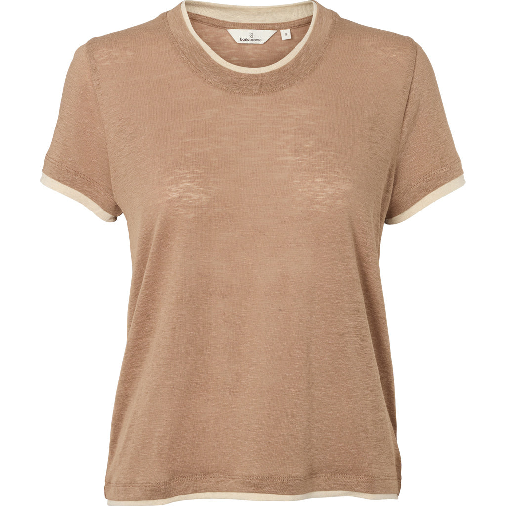 Ashly Double SS Linen Tee, Portobella, Basic Apparel