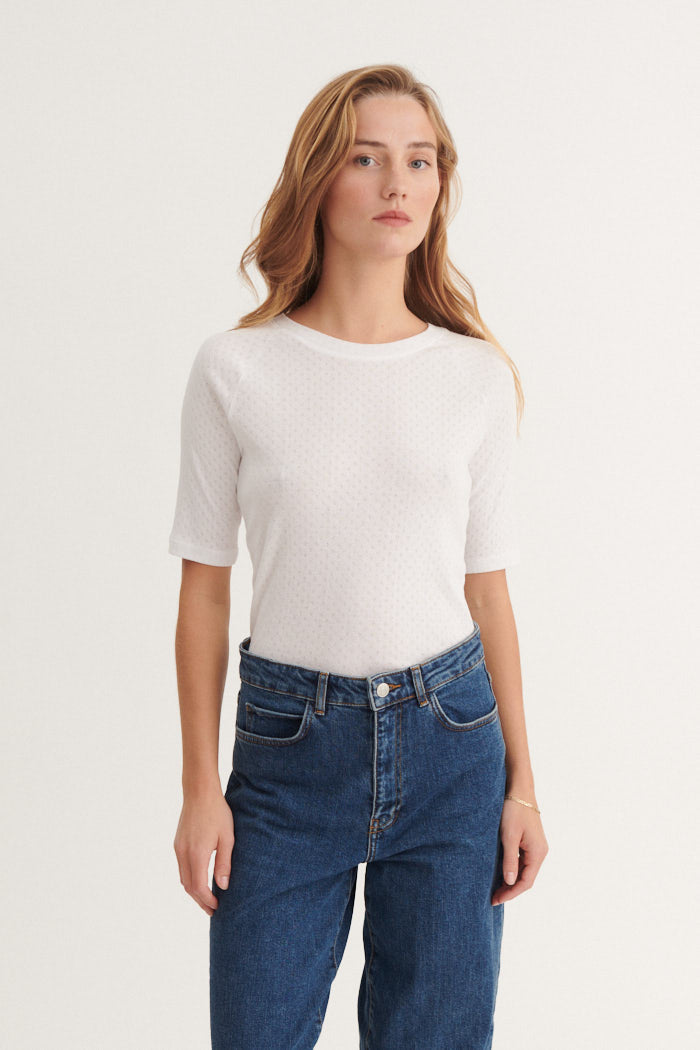 Arense Kortærmet Tee, White, Basic Apparel