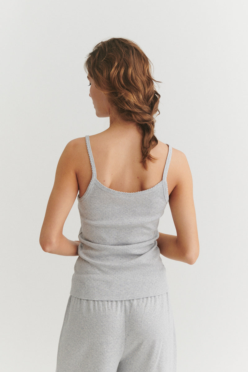 Arense Strap Top, Light Grey Mel., Basic Apparel