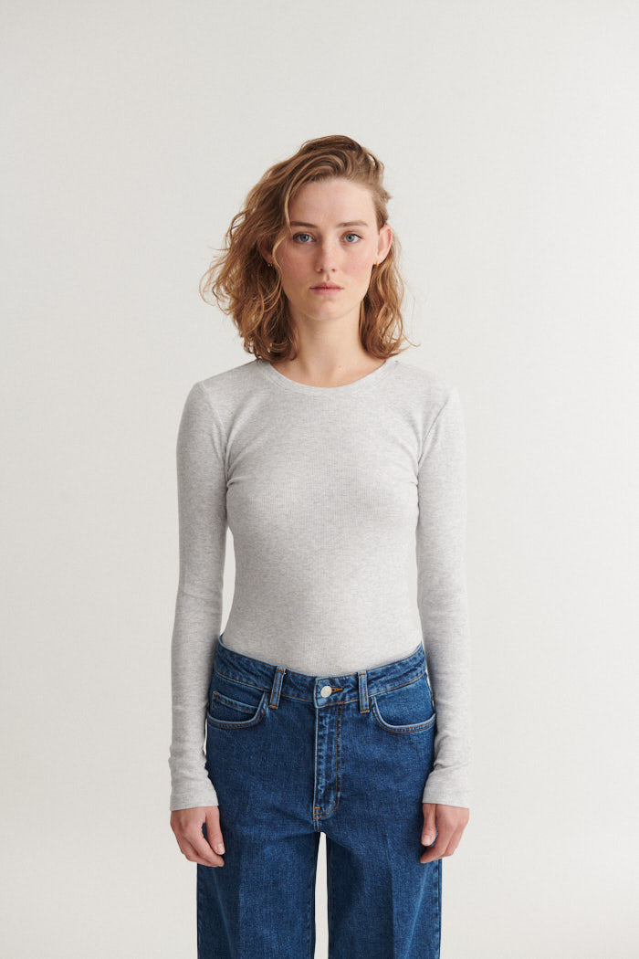 Ludmilla LS Tee, Light Grey Mel., Basic Apparel