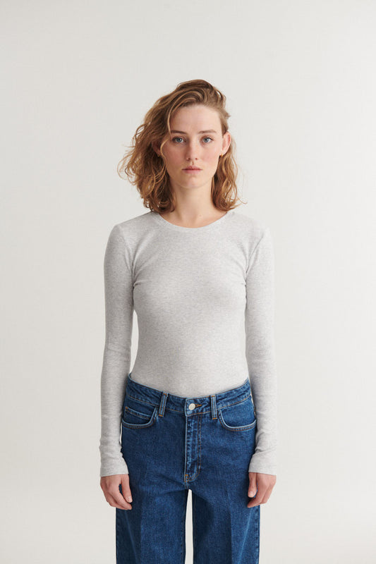 Ludmilla LS Tee, Light Grey Mel., Basic Apparel