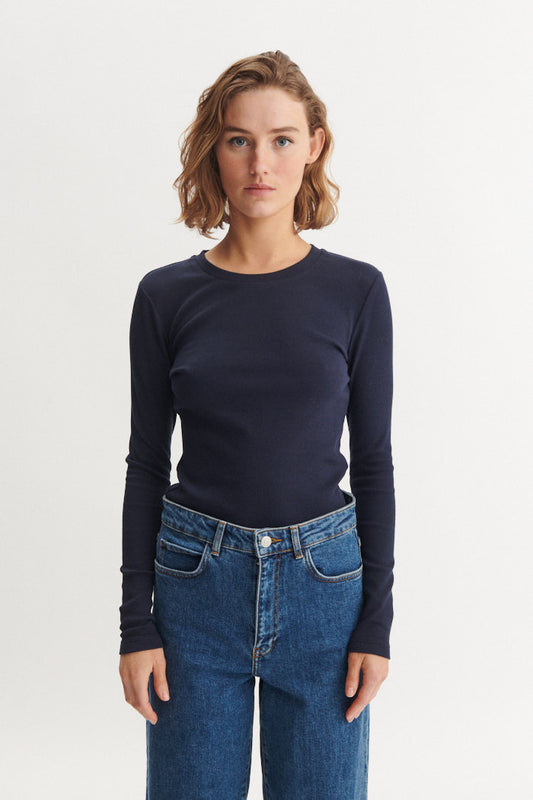 Ludmilla LS Tee, Sky Captain, Basic Apparel