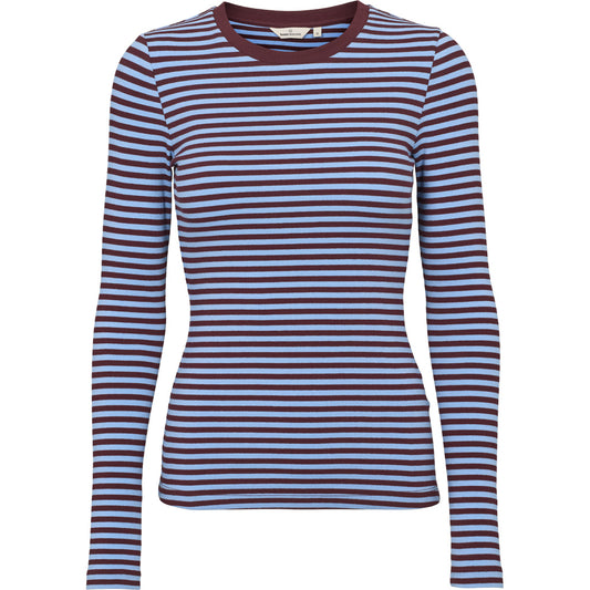 Ludmilla LS Tee, Bordeaux/Frozen Fjord, Basic Apparel