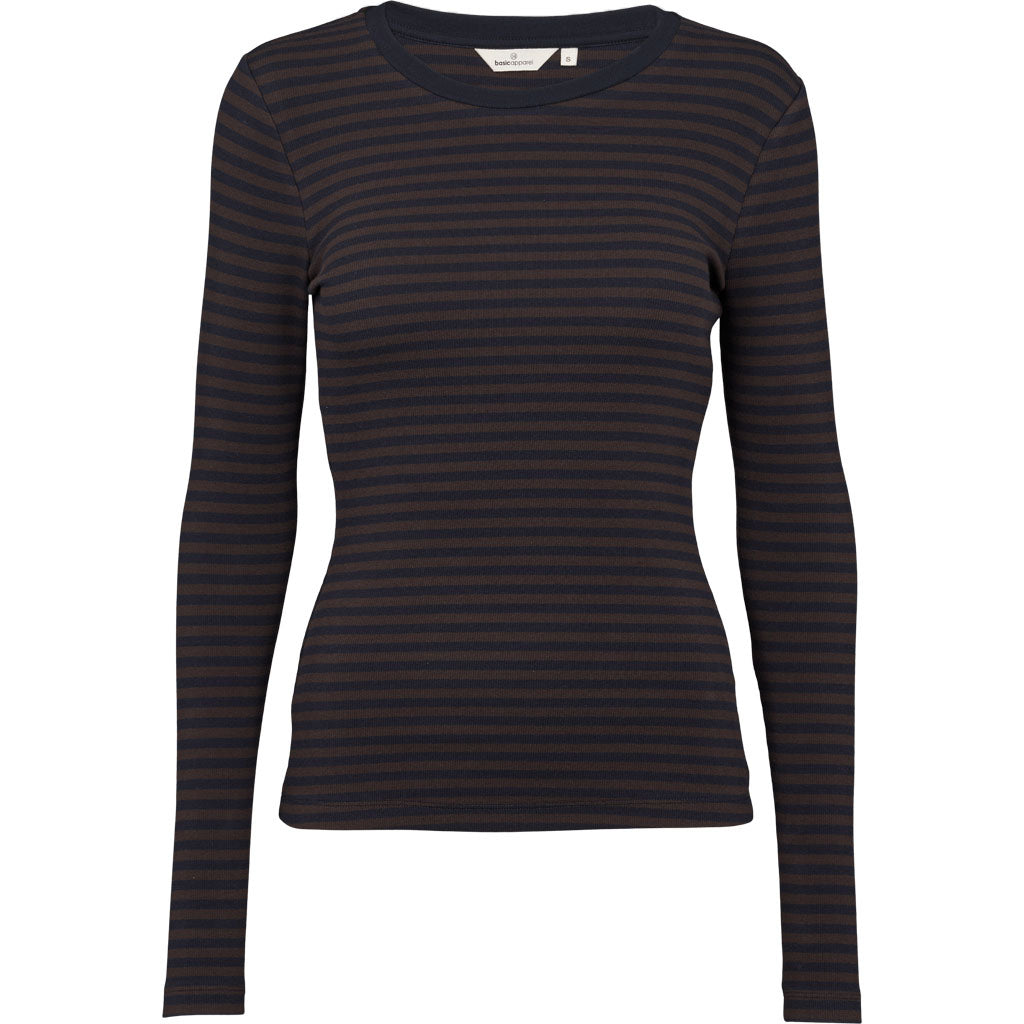 Ludmilla LS Tee, Chocolate Torte/Black, Basic Apparel