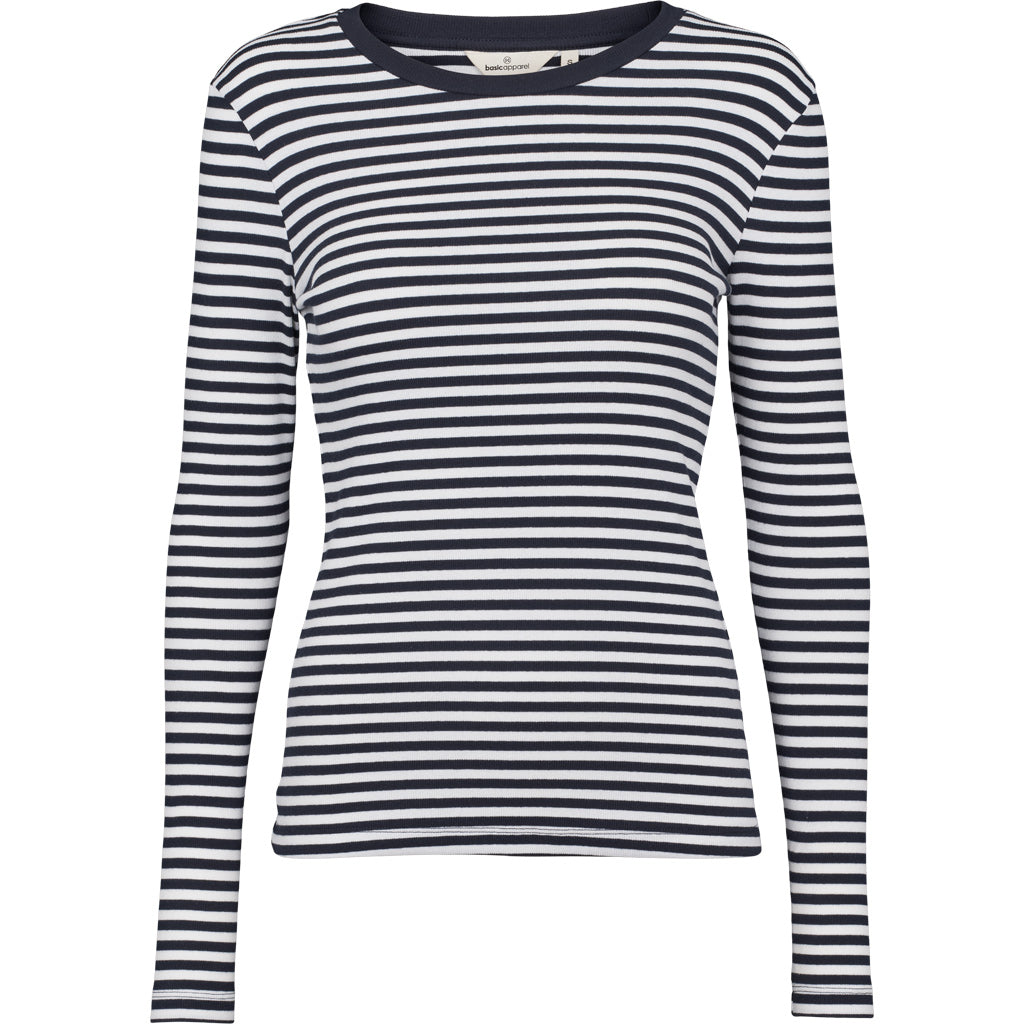 Ludmilla LS Tee, Sky Captain/Bright White, Basic Apparel