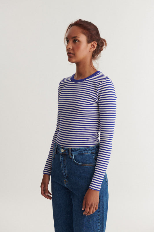 Ludmilla LS Tee, Sodalite Blue/Whisper White, Basic Apparel