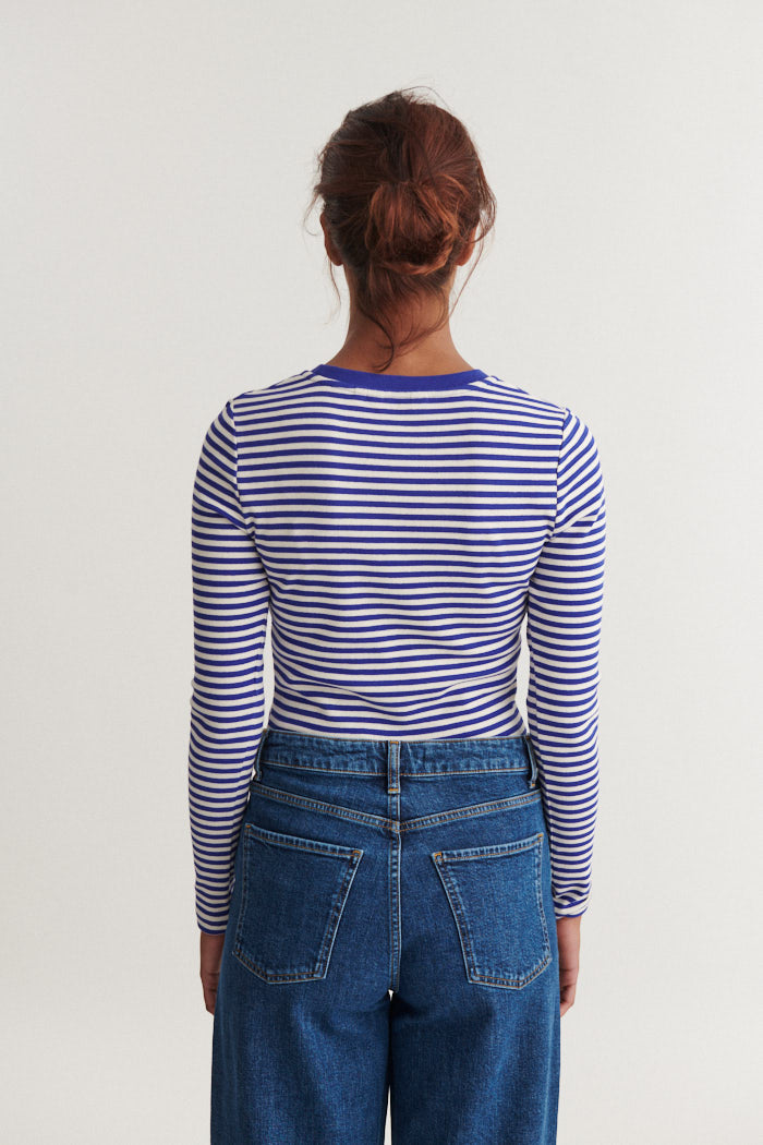Ludmilla LS Tee, Sodalite Blue/Whisper White, Basic Apparel