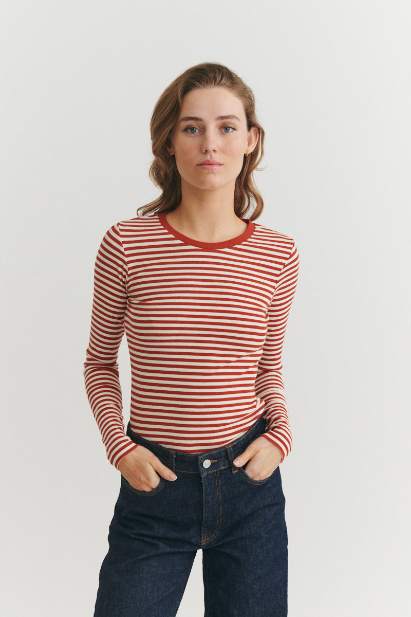 Ludmilla LS Tee, Roibus/Whisper White, Basic Apparel