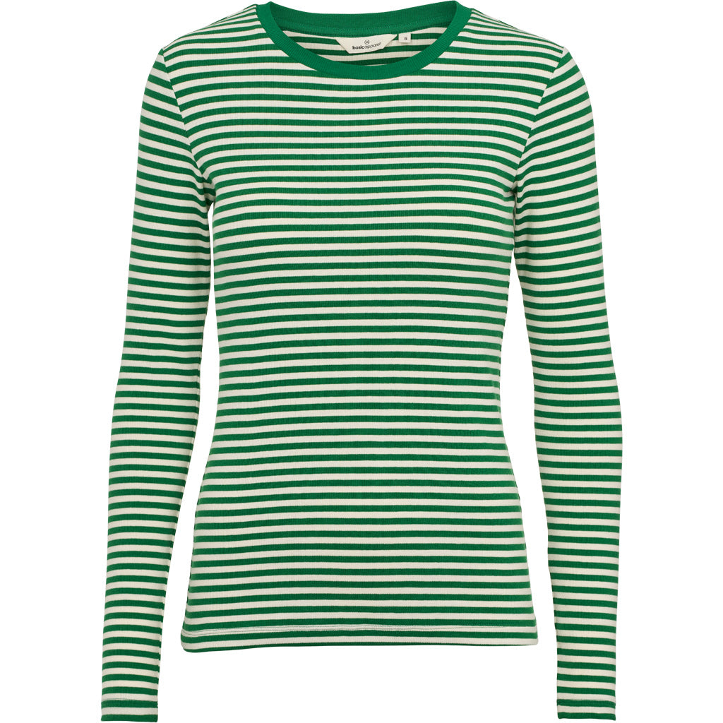 Ludmilla LS Tee, Abundant Green/Whisper White, Basic Apparel