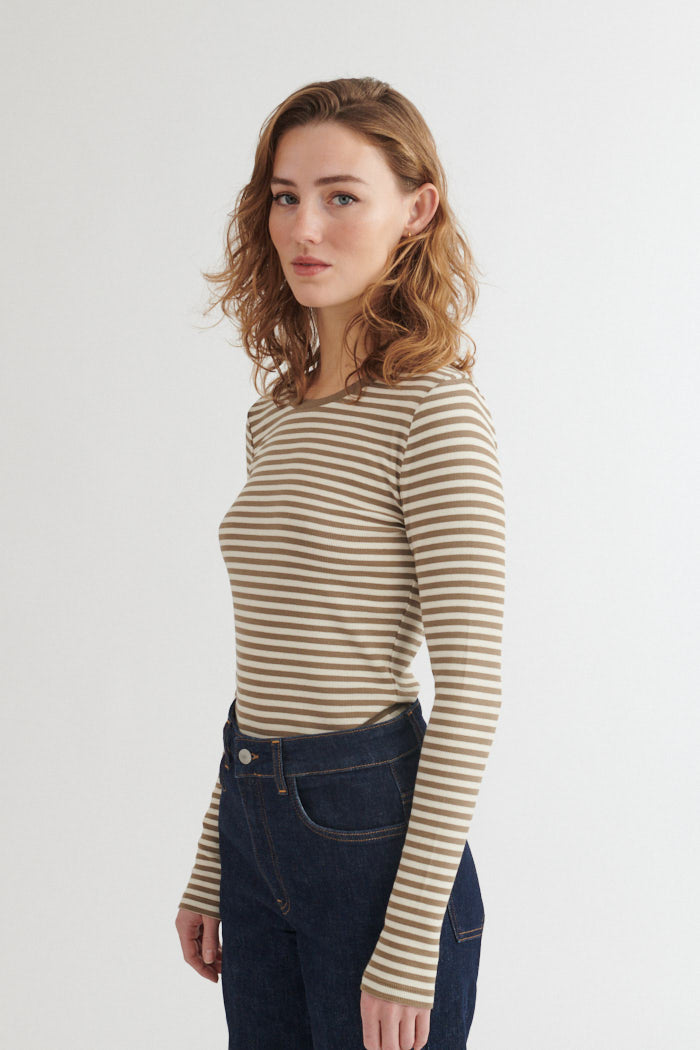 Ludmilla LS Tee, Covert Garden/Birch, Basic Apparel