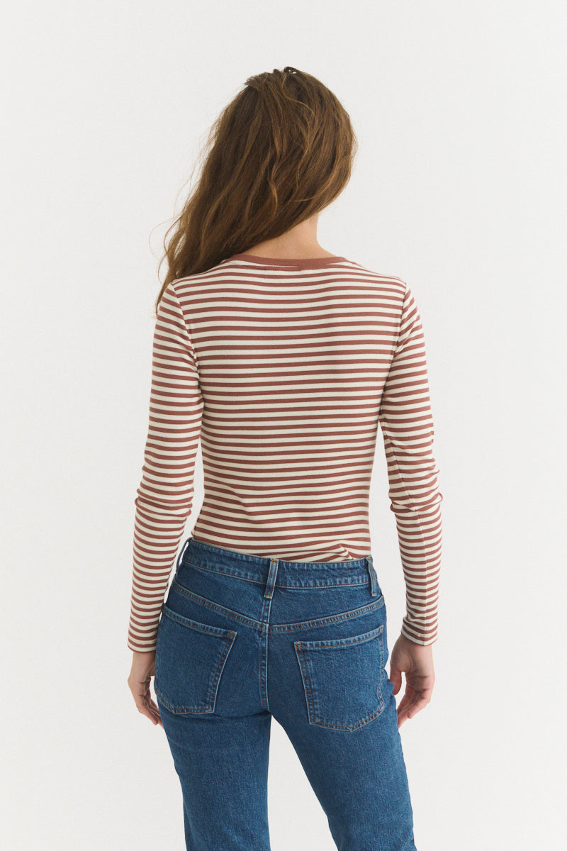 Ludmilla LS Tee, Mink/Whisper White, Basic Apparel
