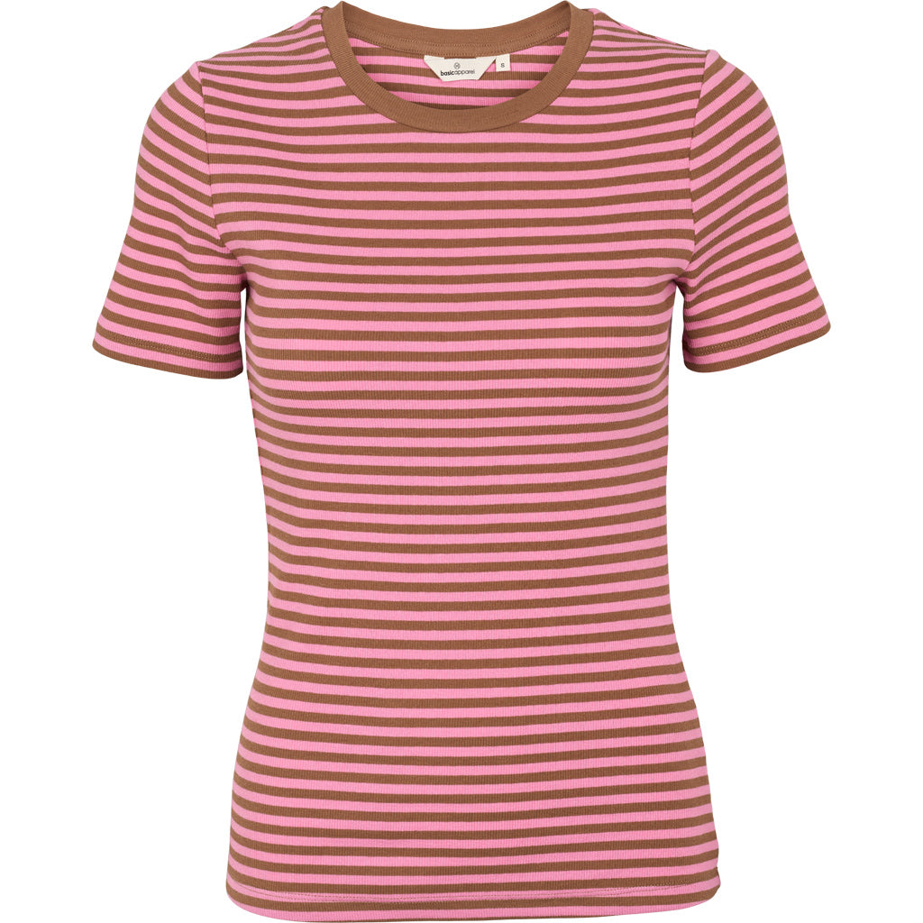 Ludmilla Kortærmet Tee, Cashmere Rose/Nuthatch, Basic Apparel