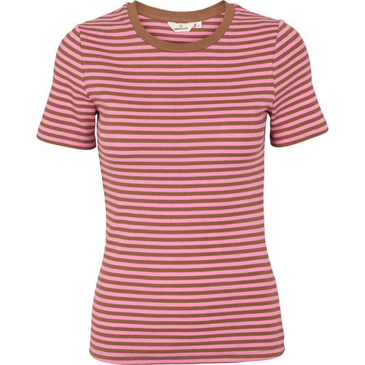 Ludmilla Kortærmet Tee, Cashmere Rose/Nuthatch, Basic Apparel