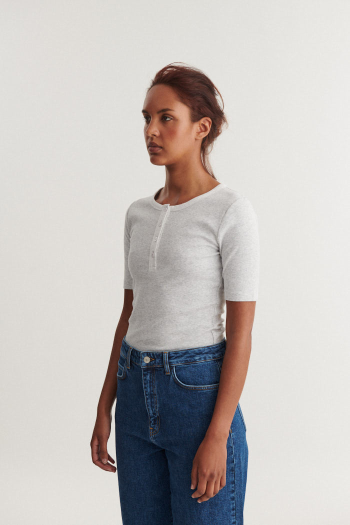 Ludmilla SS Granddad, Light Grey Mel., Basic Apparel